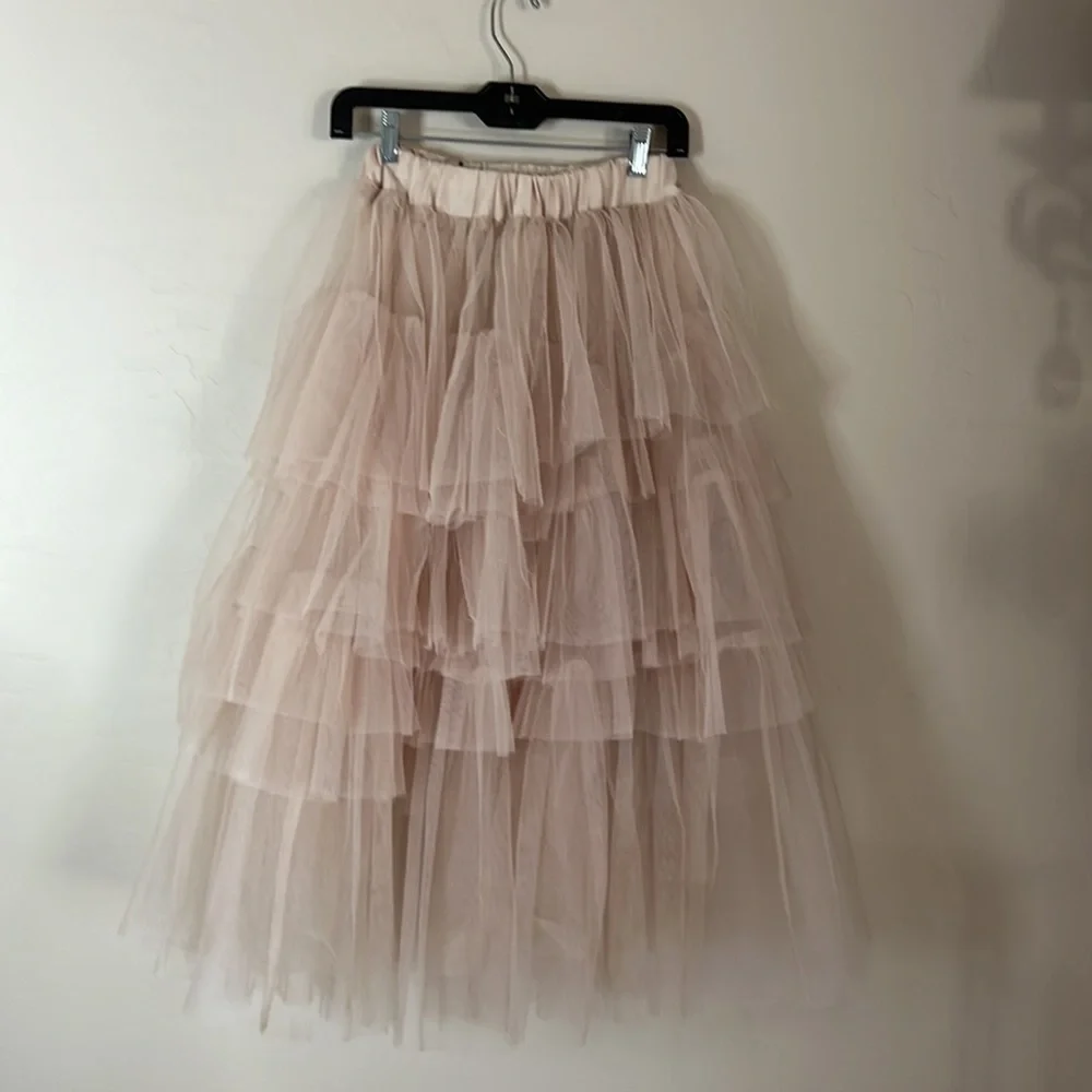 NWT ChicWish Tulle Layered Midi Skirt - Picture 4 of 5